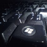 Close-up of a dark computer keyboard