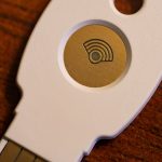 Hardware FIDO security key used for two-factor authentication