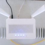 Office Wi-Fi router with antennas