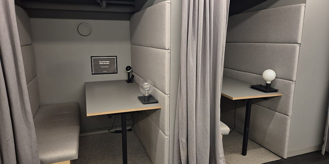 Quiet office workspace booths