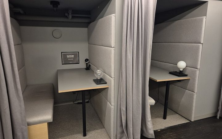 Quiet office workspace booths